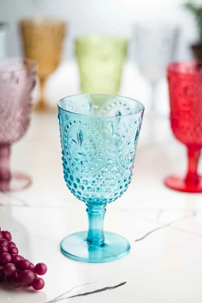 Akrilik Renkli 6'lı Kadeh & Su Meşrubat Kahve Yanı Bardağı 450 ml ( Cam Değildir ) - 2