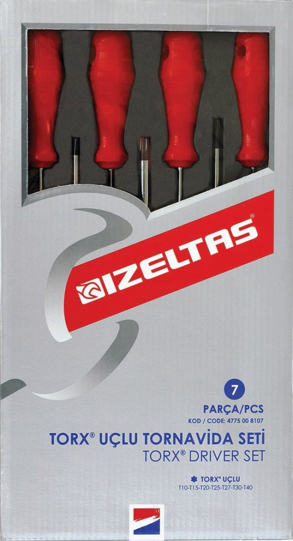 İzeltaş 4775008107 Torx Uçlu Tornavida Takımı 7 Parça