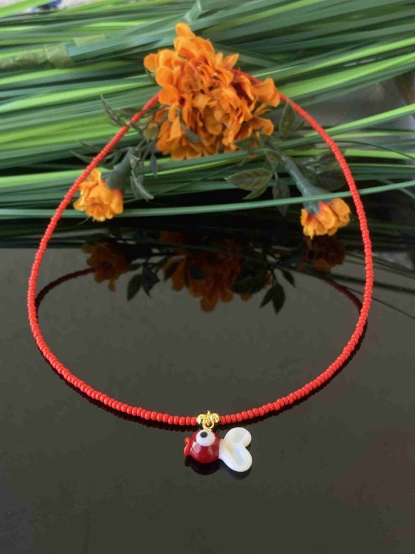 Aksesuar Çarşısı Murano Kırmızı Balık Kolye ürün görseli