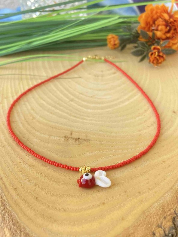 Aksesuar Çarşısı Murano Kırmızı Balık Kolye - Resim 2