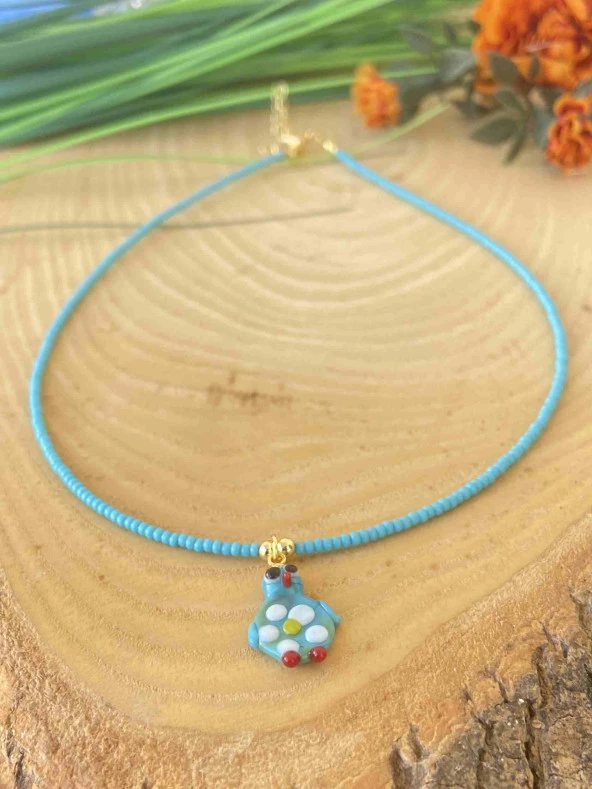 Aksesuar Çarşısı Murano Turkuaz Penguen Tasarımlı Kolye - Resim 2