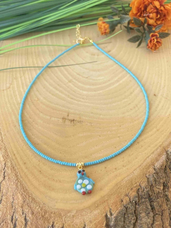 Aksesuar Çarşısı Murano Turkuaz Penguen Tasarımlı Kolye - Resim 4