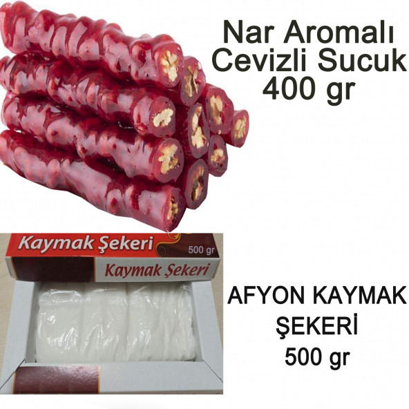 500 gr Kaymak Şekeri & 400 gr Nar Aromalı Cevizli Sucuk Afyonkarahisar