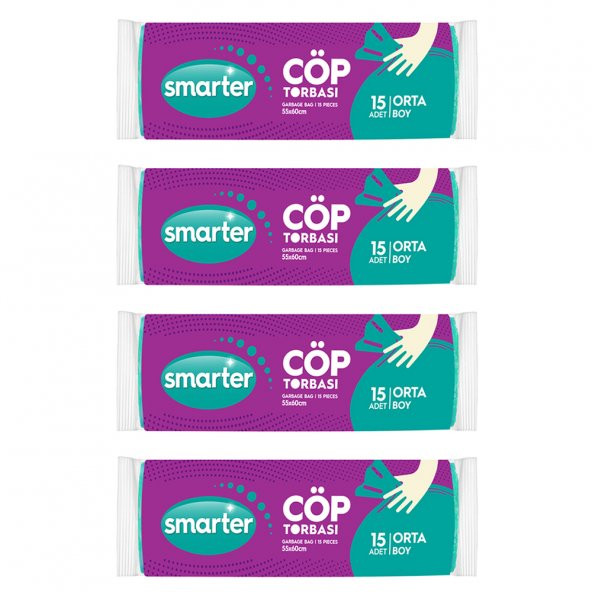 SMARTER 4 LÜ ORTA BOY ÇÖP TORBASI 55x60cm ( ÇÖP POŞETİ )