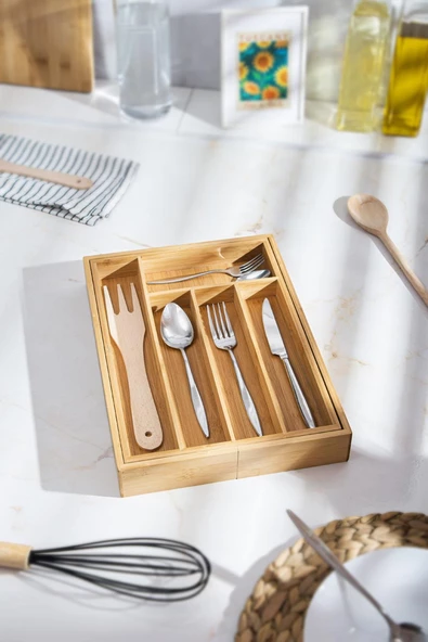 Bambu Ayarlanabilir Çekmece içi Kaşıklık & Çekmece İçi Organizer (25*35*5 / 39*35*5) - 3