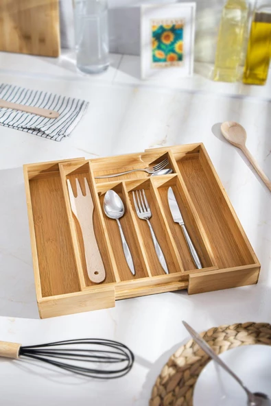 Bambu Ayarlanabilir Çekmece içi Kaşıklık & Çekmece İçi Organizer (25*35*5 / 39*35*5) - 2