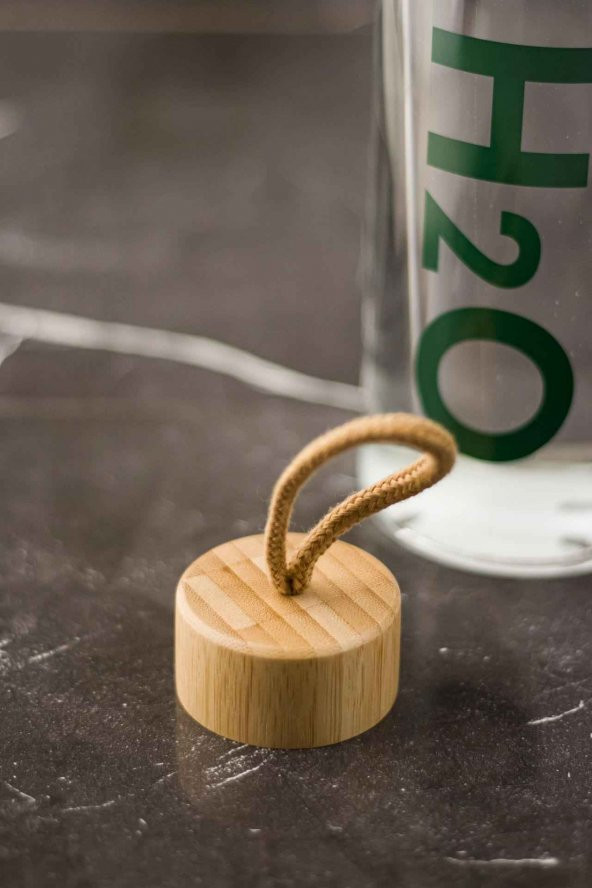 H2o Borosilikat Cam Matara Bambu Vakum Kapaklı Su Şişesi Suluk 1000 ML - 3