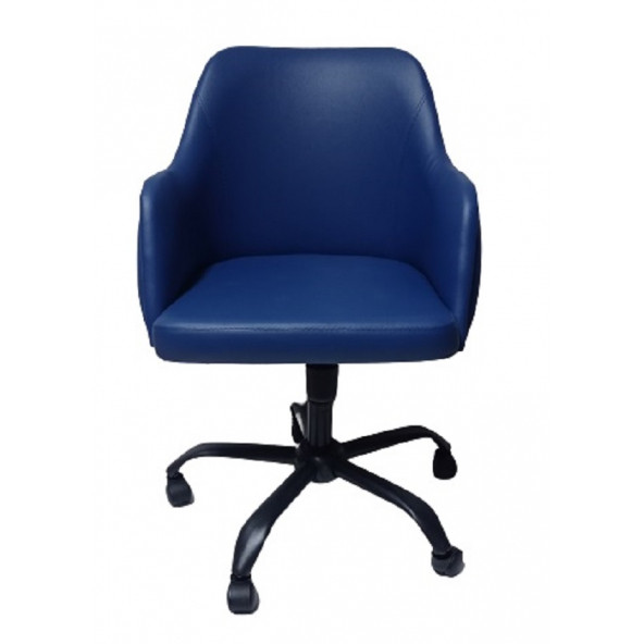 Kapitone Desenli Çalışma Sandalyesi Mavi Renk Suni Deri - 2