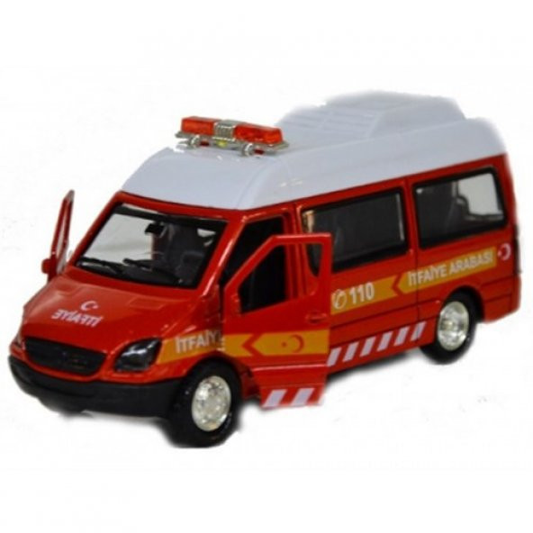 Çek Bırak Metal Sesli Ve Işıklı İtfaiye Minibüsü - 2