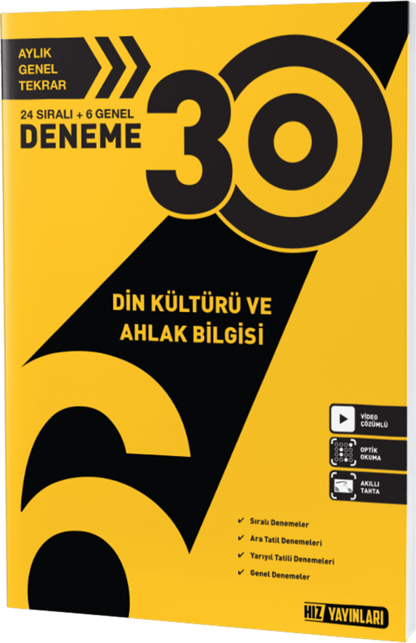 Hız Yayınları 6. SINIF DİN KÜLTÜRÜ VE AHLAK BİLGİSİ DENEME 30 LU