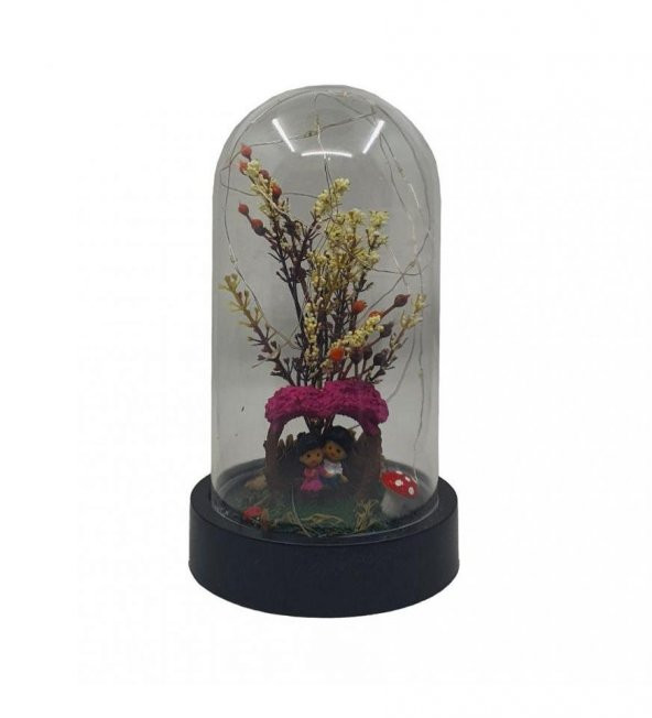 Sevgiliye Aşk Bahçesi Işıklı Teraryum Fanus - Resim 2