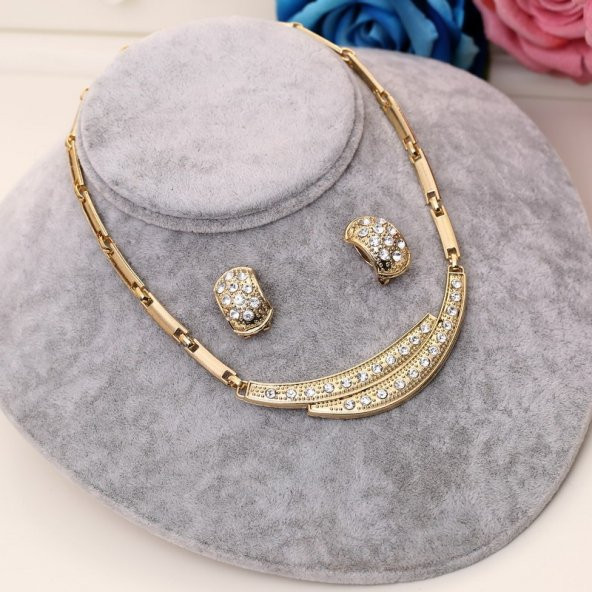 Worldshop MODA KOLYE KÜPE BİLEKLİK YÜZÜK TAKI SETİ, AHŞAP KUTU İÇERİSİNDE - 2