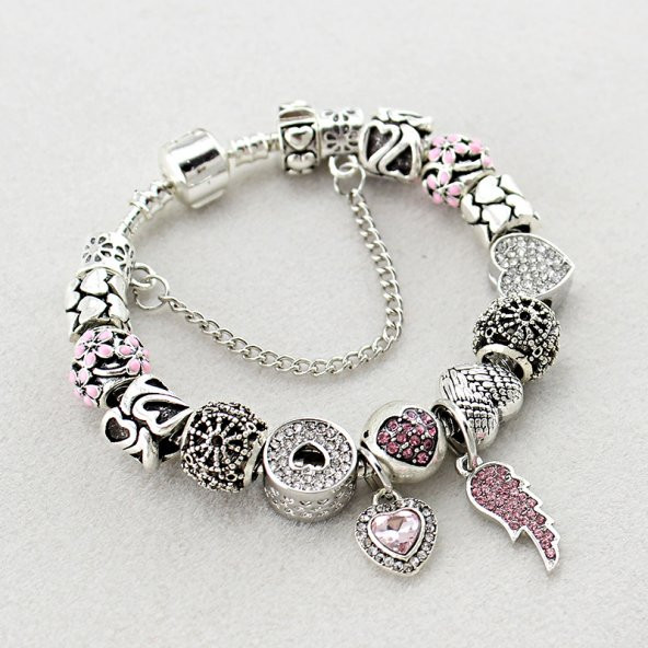 Worldshop PANDORA TARZ, MELEK KANADI TEMALI  CHARM BİLEKLİK , AHŞAP KUTU İÇERİSİNDE - 2