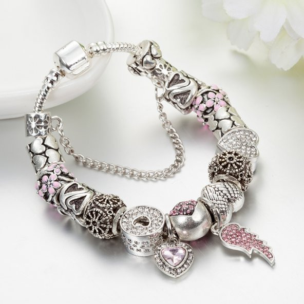 Worldshop PANDORA TARZ, MELEK KANADI TEMALI  CHARM BİLEKLİK , AHŞAP KUTU İÇERİSİNDE - 3