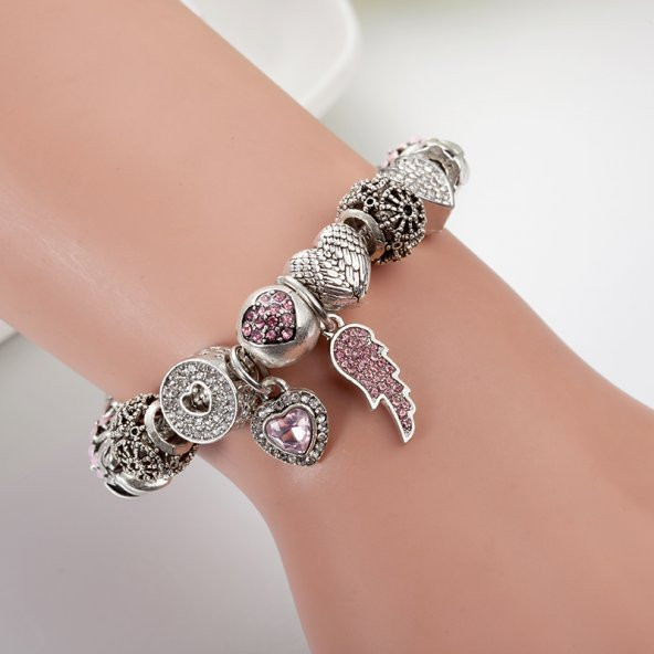 Worldshop PANDORA TARZ, MELEK KANADI TEMALI  CHARM BİLEKLİK , AHŞAP KUTU İÇERİSİNDE - 6