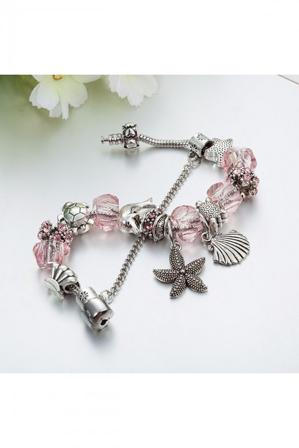 Worldshop Pandora Tarz, Yeni Trend,Deniz Kabuğu Temalı Charm Bileklik, Ahşap Kutu Içerisinde - 1