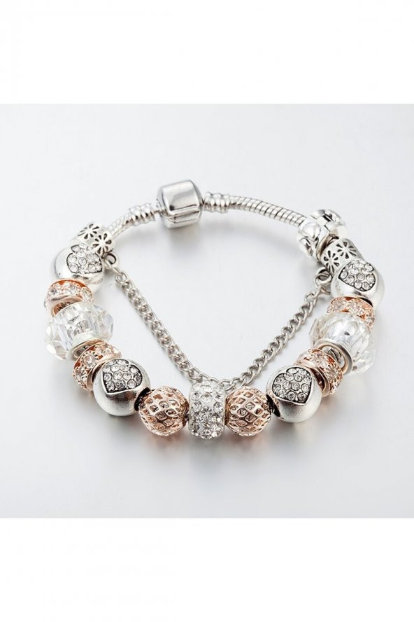 Worldshop Pandora Tarz, Yeni Trend, Gold Charm Bileklik, Ahşap Kutu Içerisinde, Yeniyıl Yılbaşı hediyesi - 2