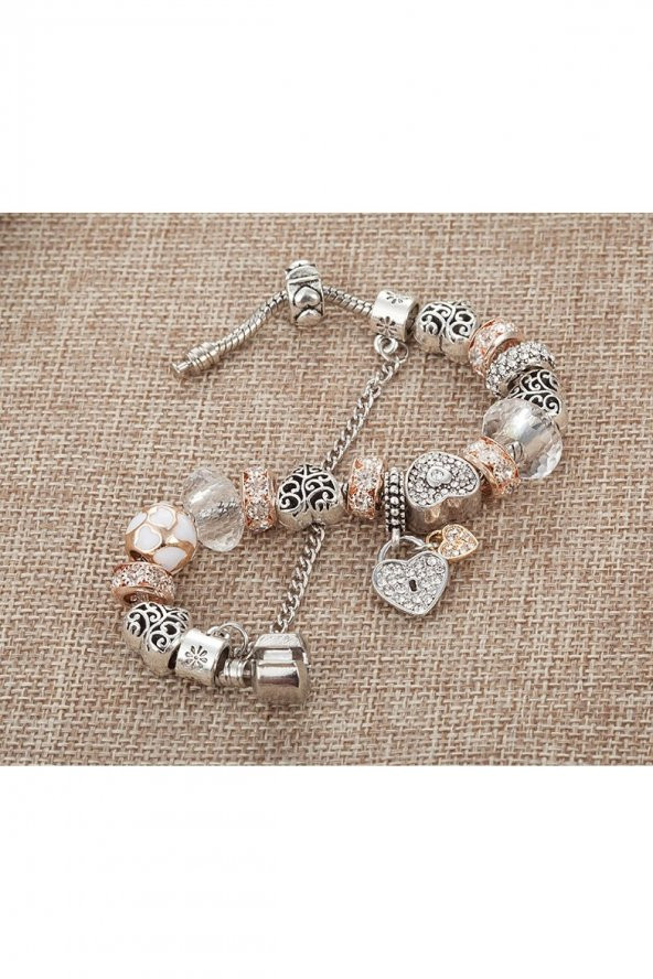 Worldshop Pandora Tarz, Gold kristal Charmlı Bileklik, Ahşap Kutu Içerisinde, Yeni Yıl, yılbaşı hediye - 2