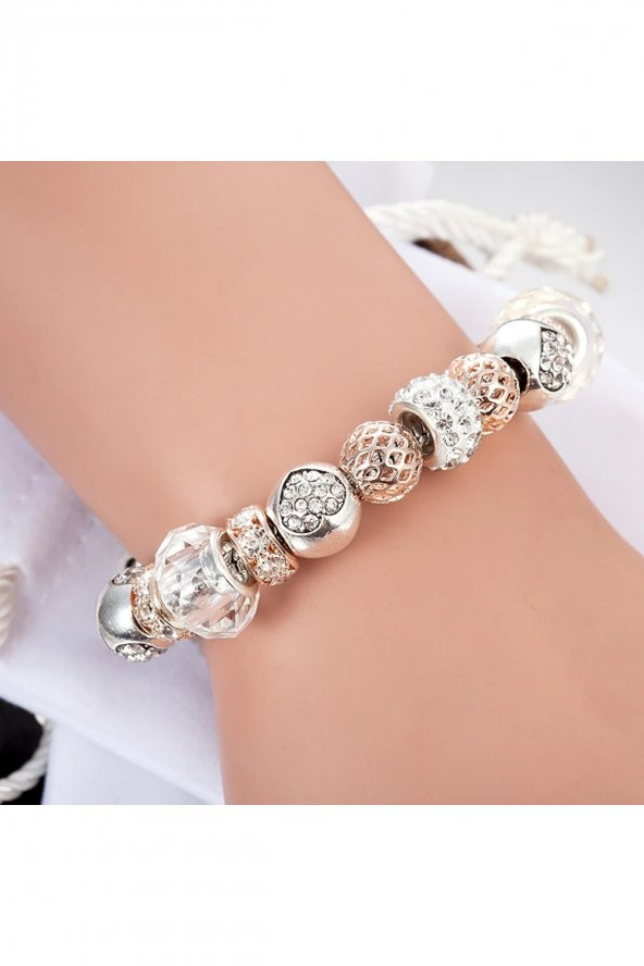 Worldshop Pandora Tarz, Yeni Trend, Gold Charm Bileklik, Ahşap Kutu Içerisinde, Yeniyıl Yılbaşı hediyesi - 5