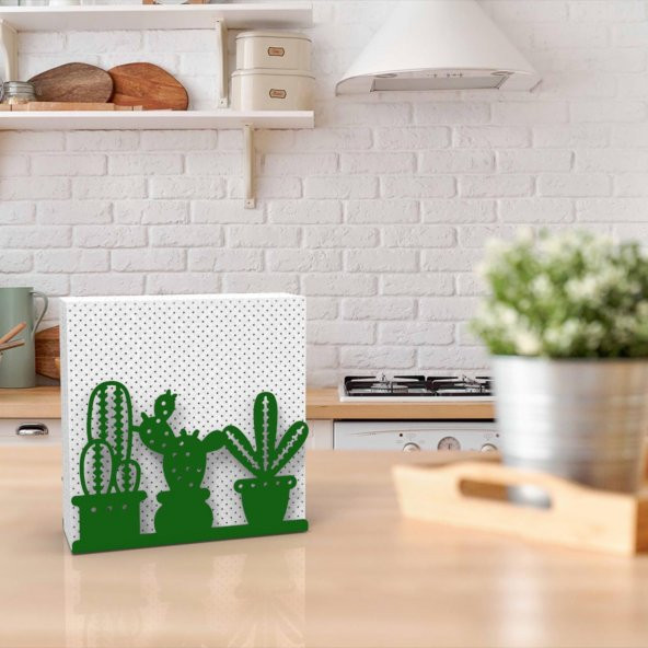 KAKTÜS TEMALI METAL PEÇETELİK YEŞİL - 6