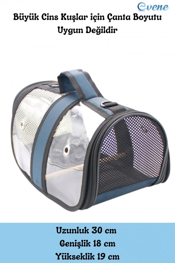 Kuş Taşıma Çantası Kuş Kafesi Tünekli Çanta Flybag - 9