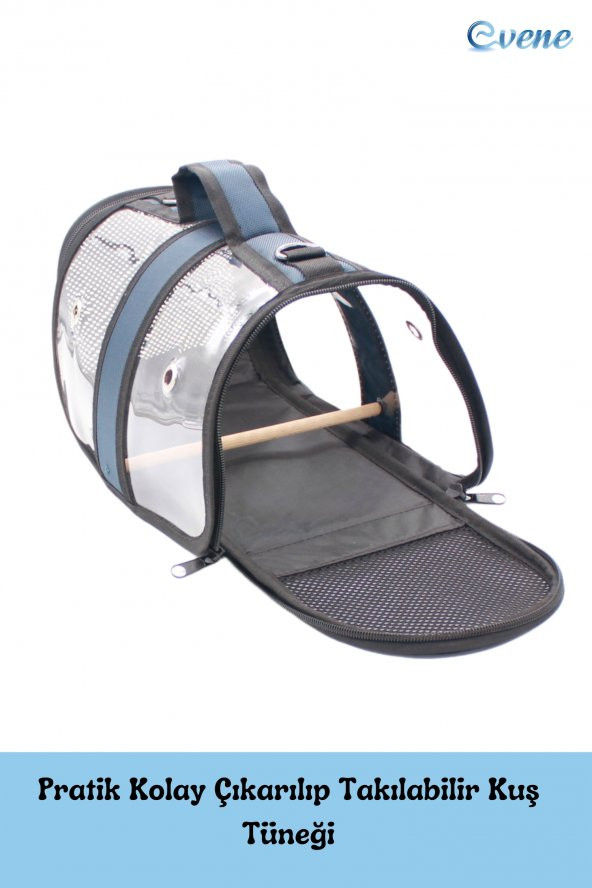 Kuş Taşıma Çantası Kuş Kafesi Tünekli Çanta Flybag - 10