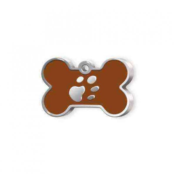 Kemik Şeklinde Mineli Küçük Kedi Köpek Künyesi Kahve