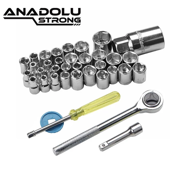 Anadolu Strong  Profesyonel Krom Kaplı Çelik 40 Parça Cırcırlı Lokma Takımı - 3