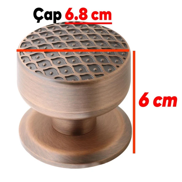 Kestila Kapı Tokmağı Topuzu Kolu Metal Tokmak Antik Bakır - 6