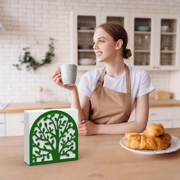 HAYAT AĞACI TEMALI METAL PEÇETELİK YEŞİL - 5