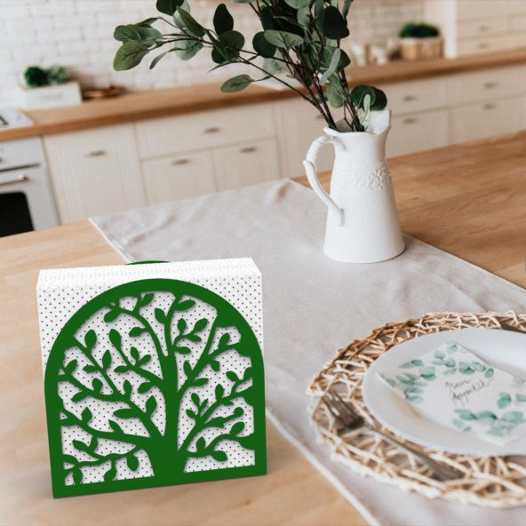 HAYAT AĞACI TEMALI METAL PEÇETELİK YEŞİL - 7