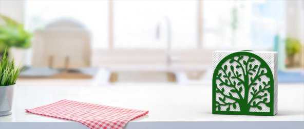 HAYAT AĞACI TEMALI METAL PEÇETELİK YEŞİL - 8