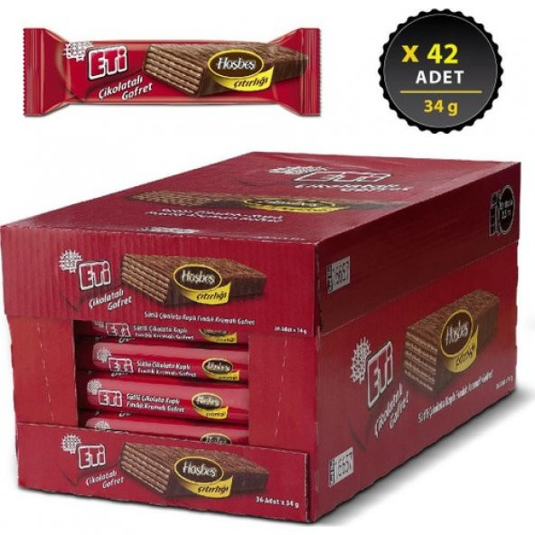 Eti Çikolatalı Gofret 34 gr x 42