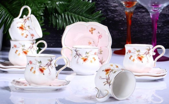 Kosova Flower Porselen 6lı Fincan Takımı Pembe ZJN-01 - 2