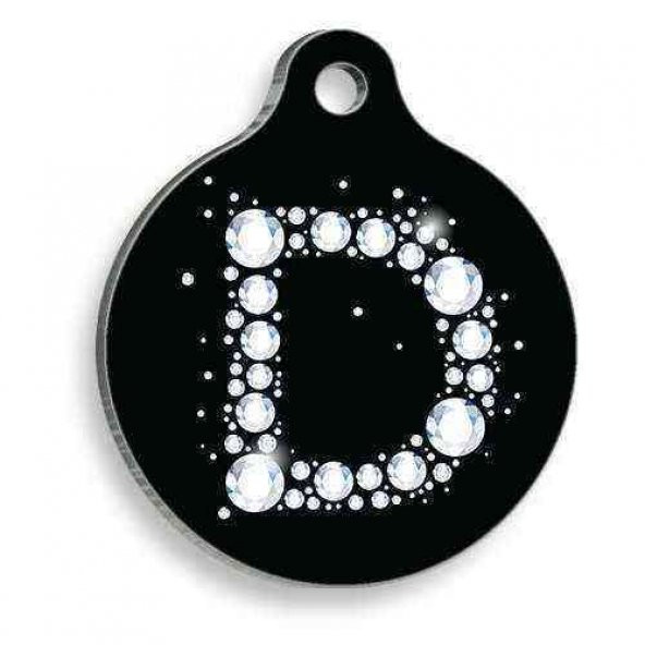 Taşlı D Harfi Yuvarlak Kedi ve Köpek Künyesi ürün görseli 1