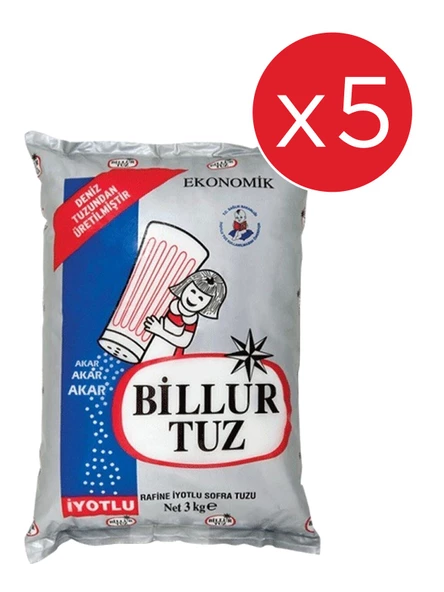 Billur Tuz 3 kg x 5 Adet (15 kg)