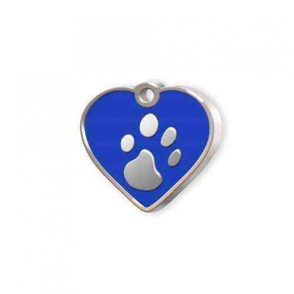 Kalp Şeklinde Mineli Küçük Kedi Köpek Künyesi Mavi