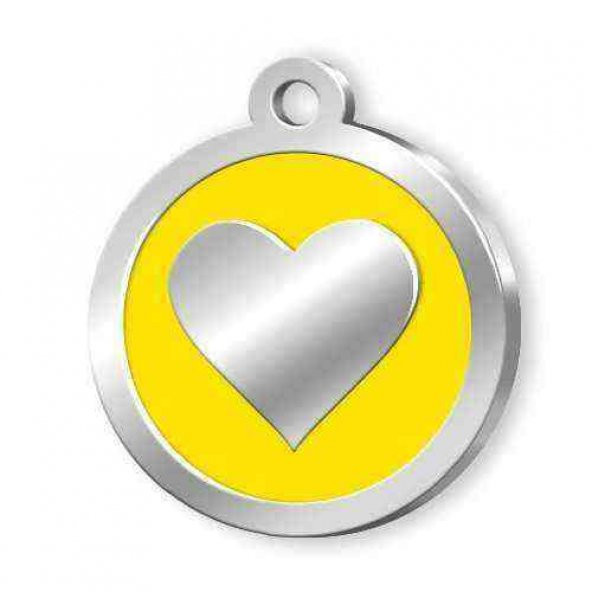 Mineli Seri Kalp Desenli Künye Sarı