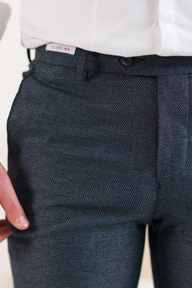 ECER REGULAR FİT KUŞ GÖZÜ DESENLİ ERKEK KUMAŞ PANTOLON - 11