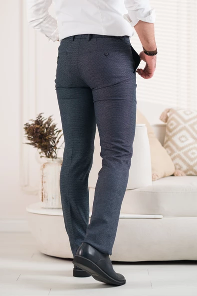 ECER REGULAR FİT KUŞ GÖZÜ DESENLİ ERKEK KUMAŞ PANTOLON - 10