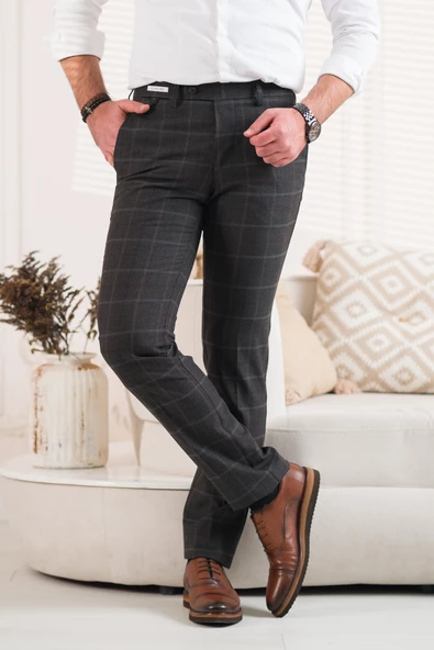 ECER REGULAR FİT EKOSELİ KIŞLIK ERKEK KUMAŞ PANTOLON - Resim 4