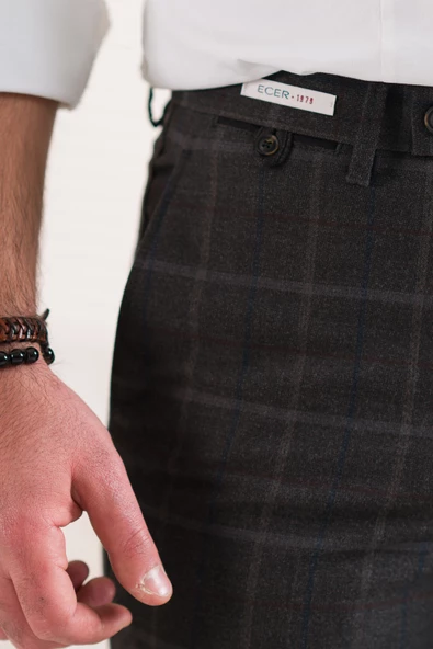 ECER REGULAR FİT EKOSELİ KIŞLIK ERKEK KUMAŞ PANTOLON - Resim 5