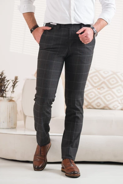 ECER REGULAR FİT EKOSELİ KIŞLIK ERKEK KUMAŞ PANTOLON - Resim 2