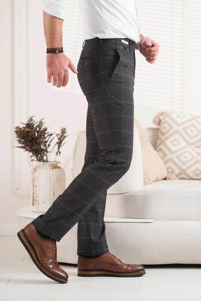 ECER REGULAR FİT EKOSELİ KIŞLIK ERKEK KUMAŞ PANTOLON - Resim 3