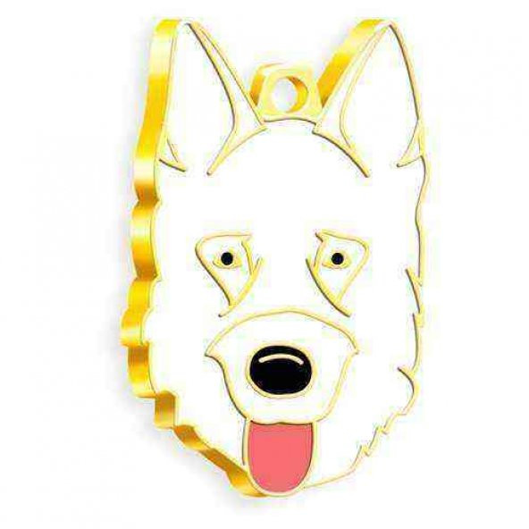 Altın Kaplama Alman Kurdu Köpek Künyesi (Beyaz) ürün görseli 1