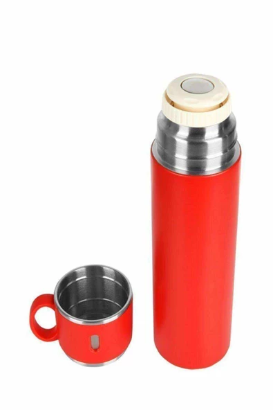 Kırmızı 316l Kaliteli Paslanmaz Çelik Bardaklı Termos 580 ml - 3