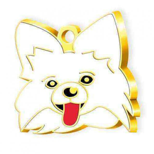 Altın Kaplama Papillon Köpek Künyesi (Beyaz) ürün görseli 1