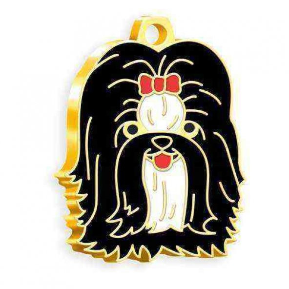 Altın Kaplama Shih-Tzu Köpek Künyesi (Siyah) ürün görseli 1