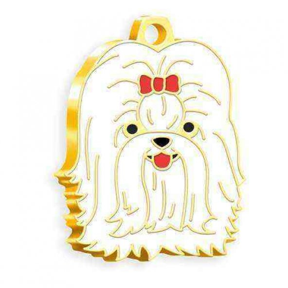 Altın Kaplama Shih-Tzu Köpek Künyesi (Beyaz) ürün görseli 1