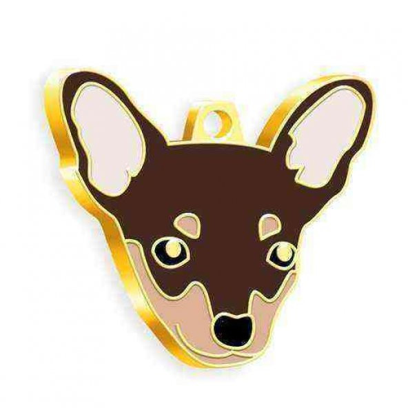 Altın Kaplama Kahverengi Pinscher Köpek Künyesi ürün görseli 1